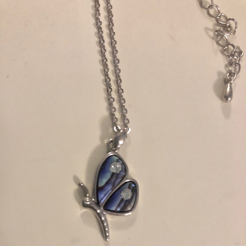 Marble Sterling Silver Butterfly Necklace